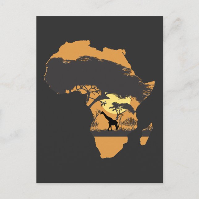 Postal África: Safari Giraffe, continente africano del at (Anverso)