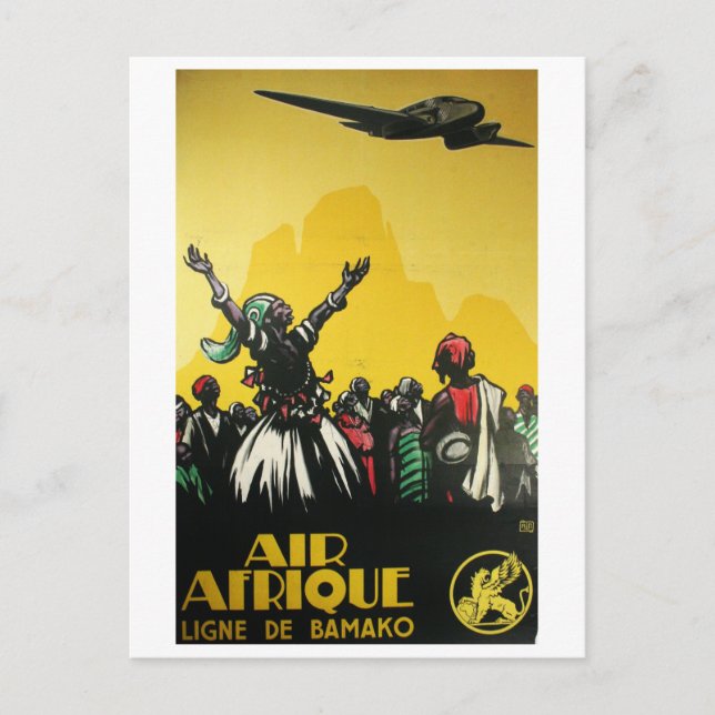 Postal África, viajes por aire, cosecha (Anverso)