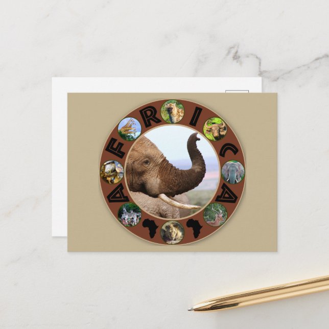 Postal Africa Wildlife Circle Elephant Scents (Anverso/Reverso In Situ)