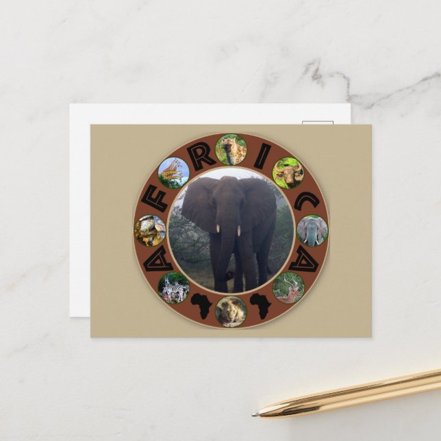 Postal Africa Willife Circle Elephant Mist (Anverso/Reverso In Situ)