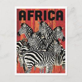 Postal Africa Zebra Safari Vintage Art