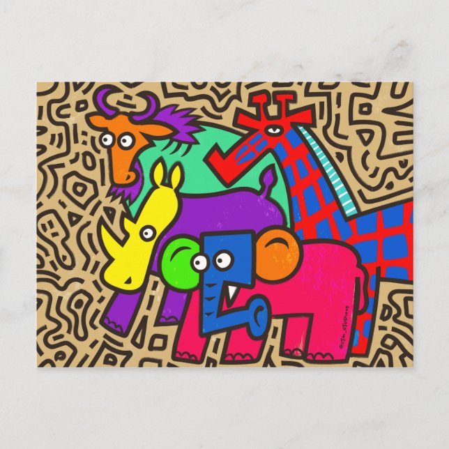 Postal africana de arte salvaje (Anverso)