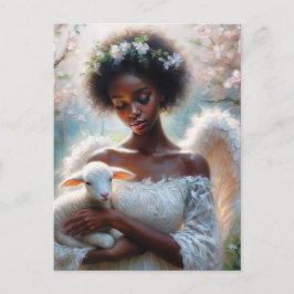 Postal Afro Angel with Lamb Postcard
