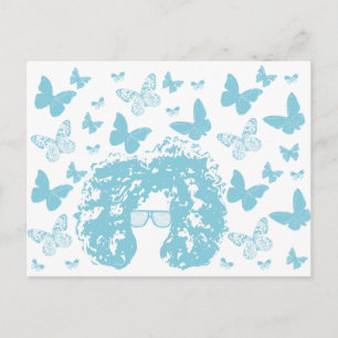 Postal Afro, mariposas y gafas de sol
