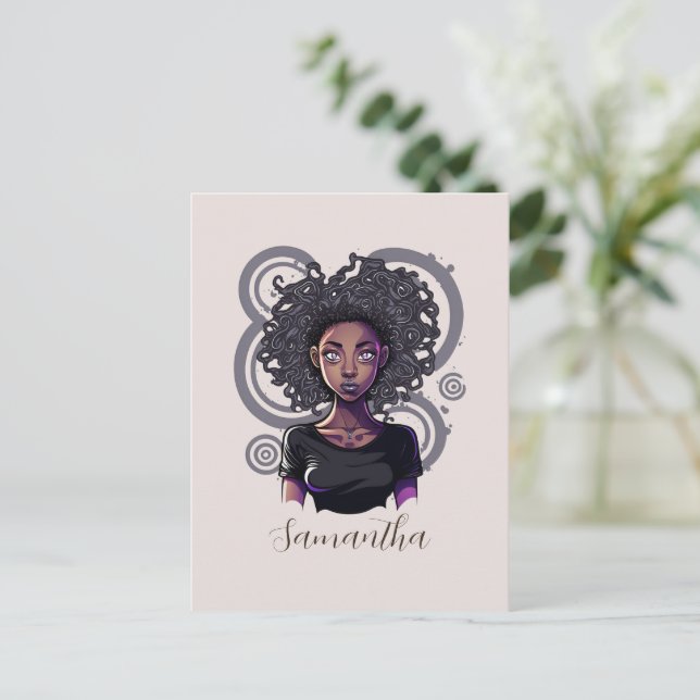 Postal Afro mujer mágica (Anverso de pie)