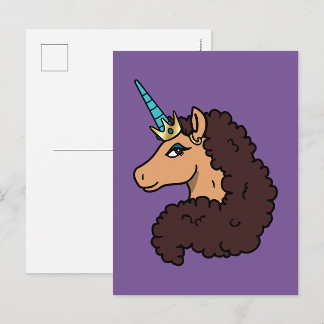 Postal Afro Unicornio | Divino (Anverso / Reverso)