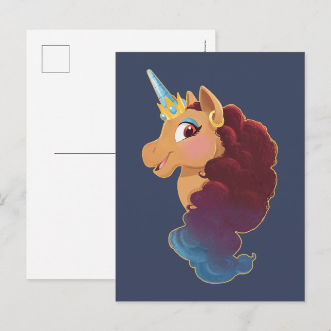 Postal Afro Unicornio | Divino el Unicornio (Anverso / Reverso)