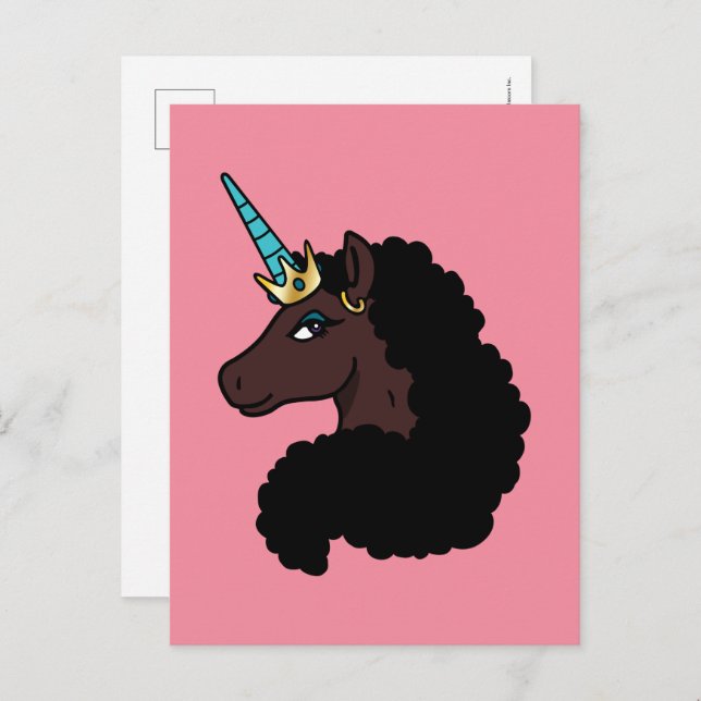 Postal Afro Unicornio | Magico (Anverso / Reverso)