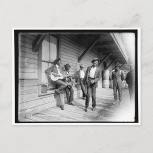 Postal Afroamericanos esperando el barco c1902