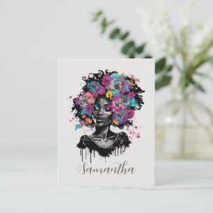 Postal Afromujer con clase floral