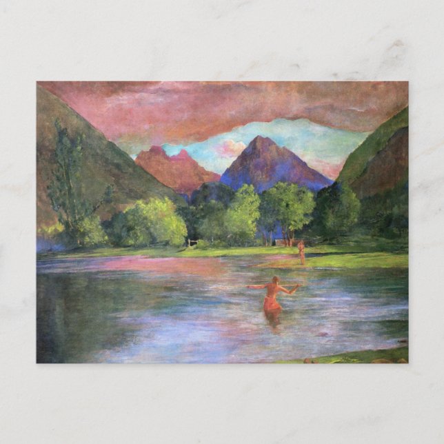 Postal 'Afterglow, río Tautira, Tahití' - John LaFarge (Anverso)