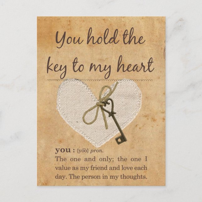 Postal Agarras la llave de mi corazón (Anverso)