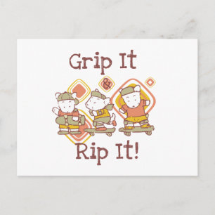 Postal Agárrelo y rasgúelo que anda en monopatín