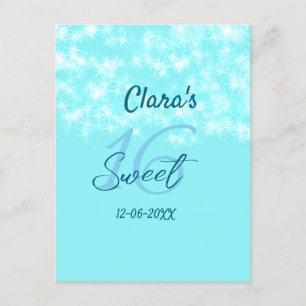 Postal Ágata turquesa teal dulce cumpleaños 16 agregar no