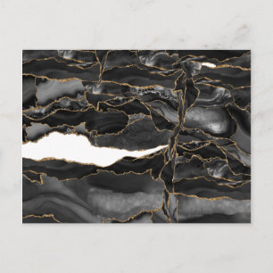 Postal Agato de Purpurinas negros y dorados