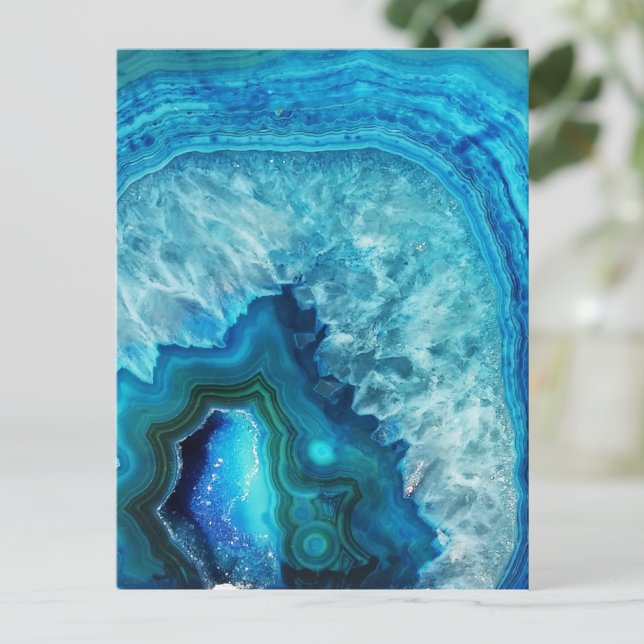 Postal Agato moderno de mármol azul (Aqua Blue Turquoise Geode Mineral Crystal Postcard)