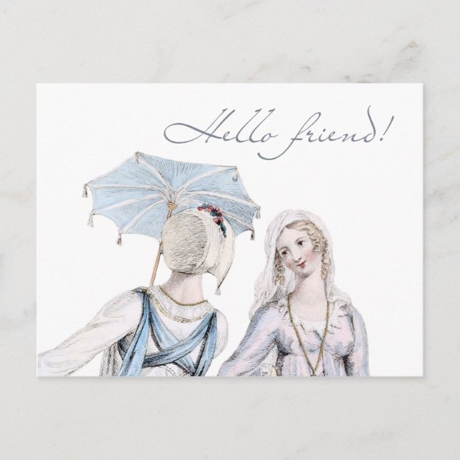 Postal Age of Jane Austen Regency Hello Friend Postcard (Anverso)