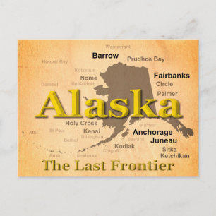 Postal Aged Alaska Map Silhouette