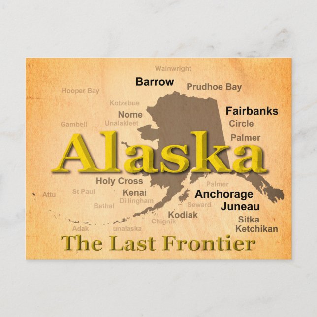 Postal Aged Alaska Map Silhouette (Anverso)
