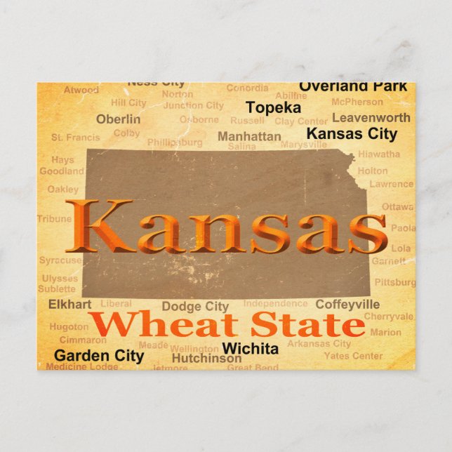 Postal Aged Kansas State Prige Map Silhouette (Anverso)