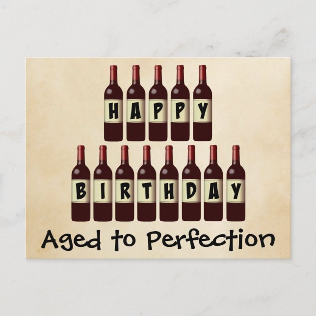 Postal Aged to Perfection Wine Lover Feliz cumpleaños (Anverso)