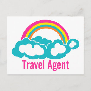 Postal Agente de viajes en la nube arcoiris