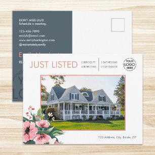 Postal Agente Inmobiliario Gris Blush Bloom Acaba de Ser 