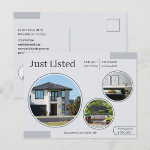 Postal Agente Inmobiliario Líneas Finas Gray Listado Reci