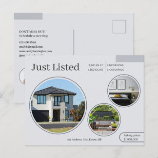Postal Agente Inmobiliario Líneas Finas Gray Listado Reci