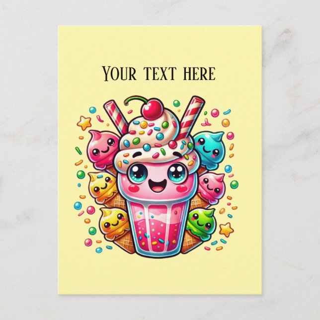 Postal Agitación de leche suave agregar helado de texto (Anverso)