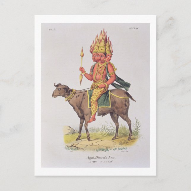 Postal Agni, Dios del Fuego, grabado por Charles Etienne  (Anverso)