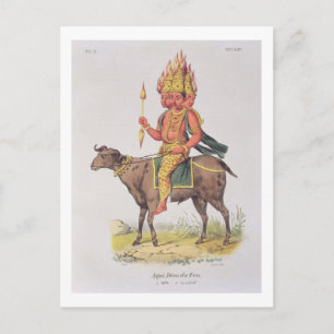 Postal Agni, Dios del Fuego, grabado por Charles Etienne 