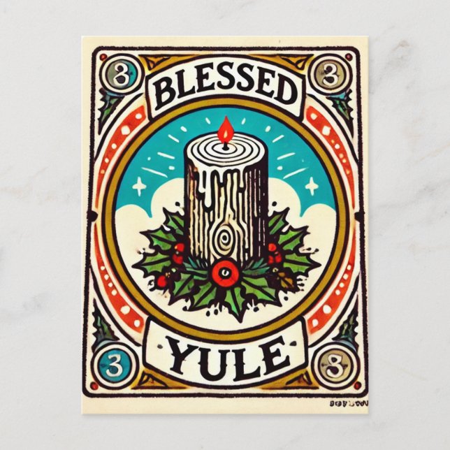 Postal Agosto del yule de la bendición Yule Pagan Yuletid (Anverso)