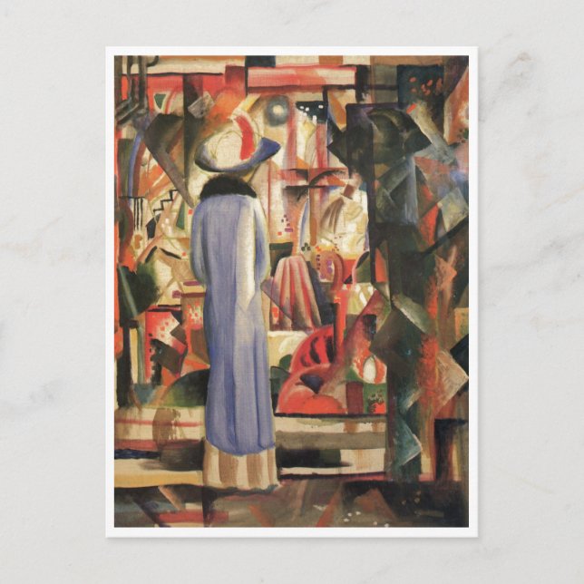 Postal Agosto Macke - Aceite de la gran ventana de la tie (Anverso)