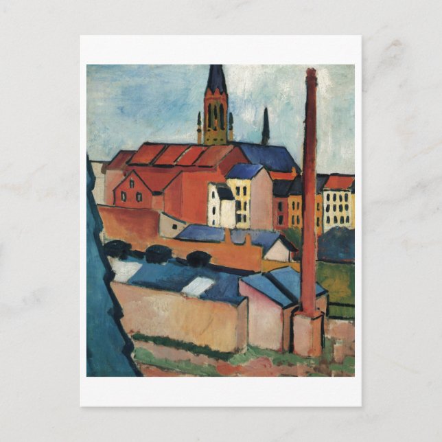 Postal Agosto Macke - Casas y chimenea de Bonn 1911 Petró (Anverso)