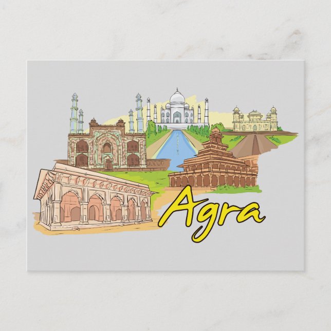 Postal Agra, India, ciudad famosa (Anverso)