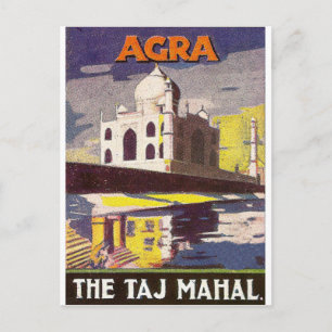 Postal Agra, mausoleo del Taj Mahal, India. Viajes antigu