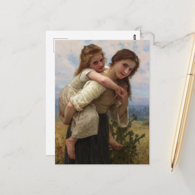 Postal Agradable carga de William Adolphe Bouguereau (Anverso/Reverso In Situ)