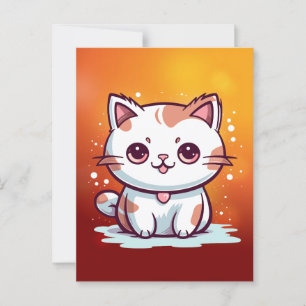 Postal Agradable Cat Kawaii Style Clipart-47758