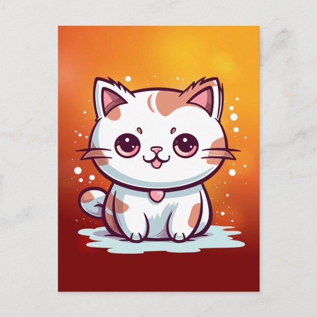Postal Agradable Cat Kawaii Style Clipart-47758 (Anverso)