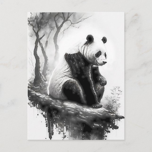 Postal Agradable, guapo, amable oso Panda (Anverso)
