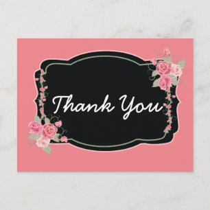 Postal Agradable rosa y negro Gracias
