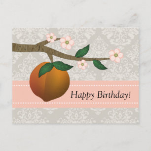 Postal Agradable verano Georgia durazno y diseño floral