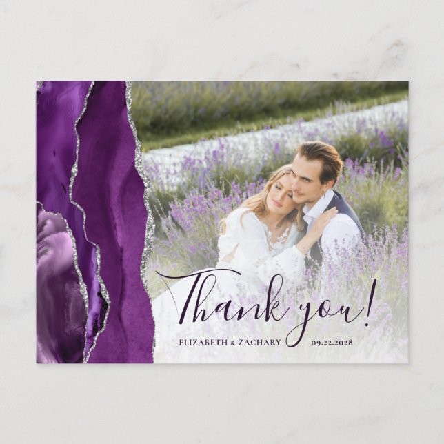 Postal Agradece con Foto Personalizada de Ágata Plateada  (Anverso)
