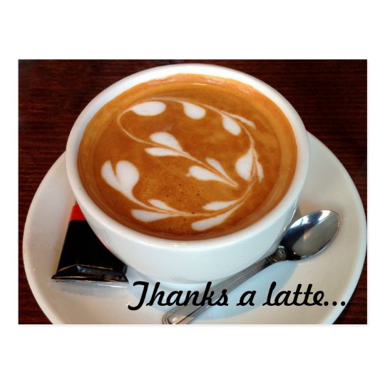 Postal Agradece corazones de un arte del latte