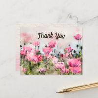 Agradecer a las flores de acuarela rosadas 