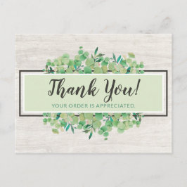 Postal Agradecer Vegetación Botánica Eucalipto y Madera