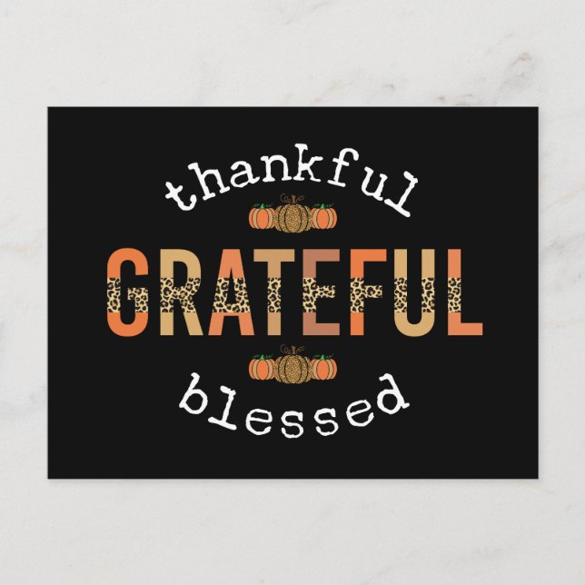 Postal Agradecido Afortunado Bendecido Impreso de Leopard (Anverso)