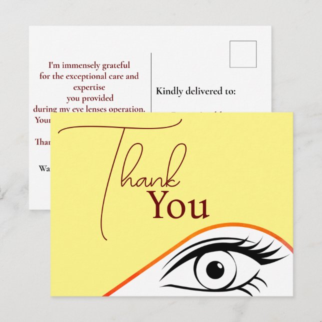 Postal Agradecido con el cirujano ocular visionario (Anverso / Reverso)