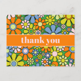 Postal Agradecido Floral Retro Agradecido de los 60